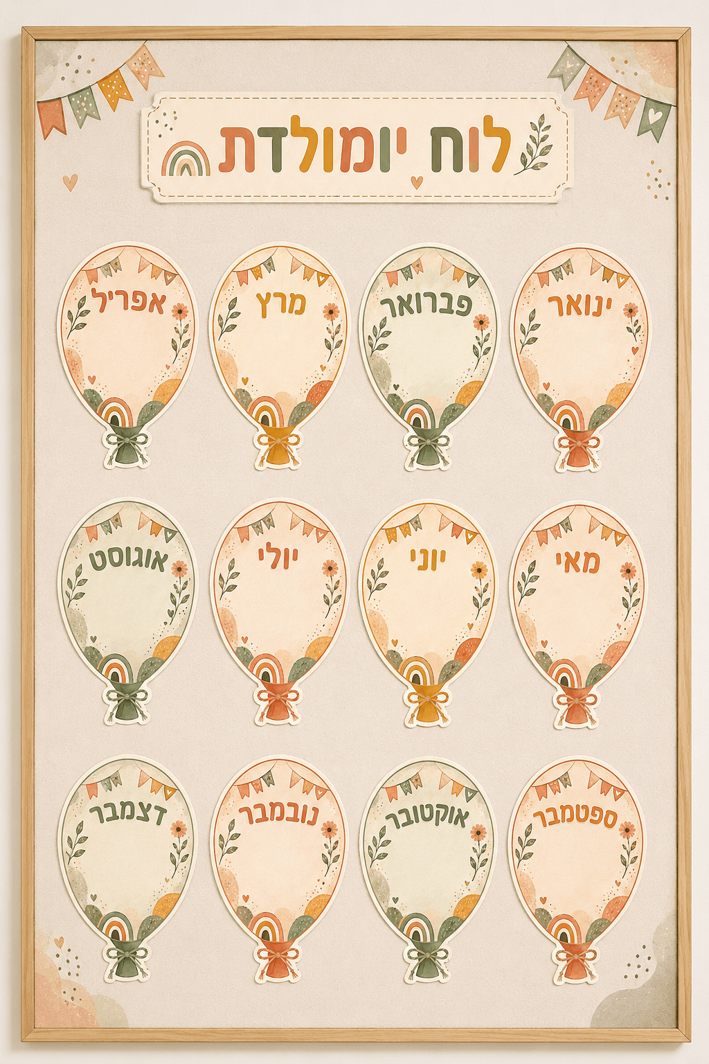 לוח יומולדת בוהו - הדמיה